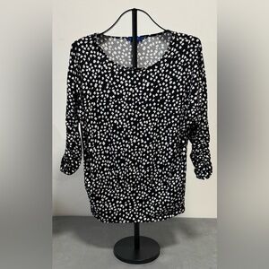 APT 9 Black White Dolman Sleeve Knit Top Small Workwear Blouse